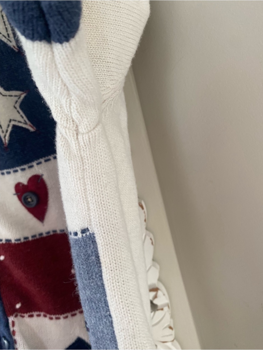 Vintage 90s Y2K Croft & Barrow Americana Patchwork Cardigan Vest Top L Patriotic - Picture 8 of 13